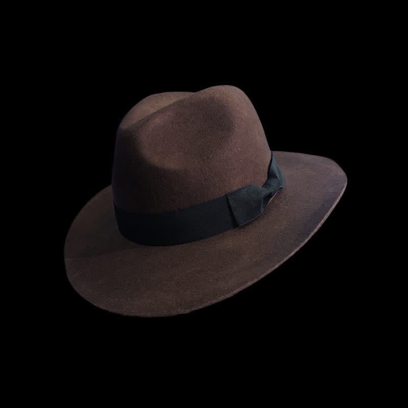 Solid Color Black Ribbon Bow Knot Cowboy Hat - Brown - L (23 1/4"-23 5/8") - image 3