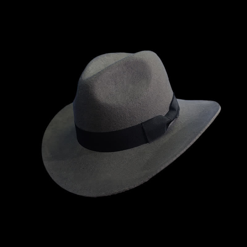 Solid Color Black Ribbon Bow Knot Cowboy Hat - Gray - L (23 1/4"-23 5/8") - image 2