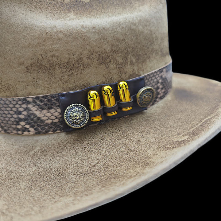 Bullet Decors Snake Skin Pattern Ribbon Cowboy Hat - image 5
