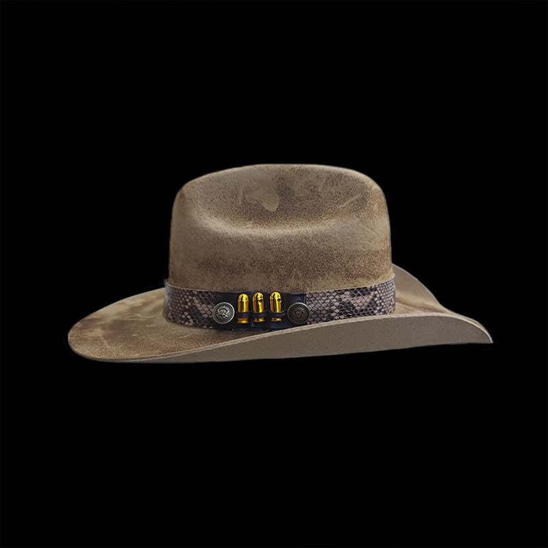 Bullet Decors Snake Skin Pattern Ribbon Cowboy Hat - image 4