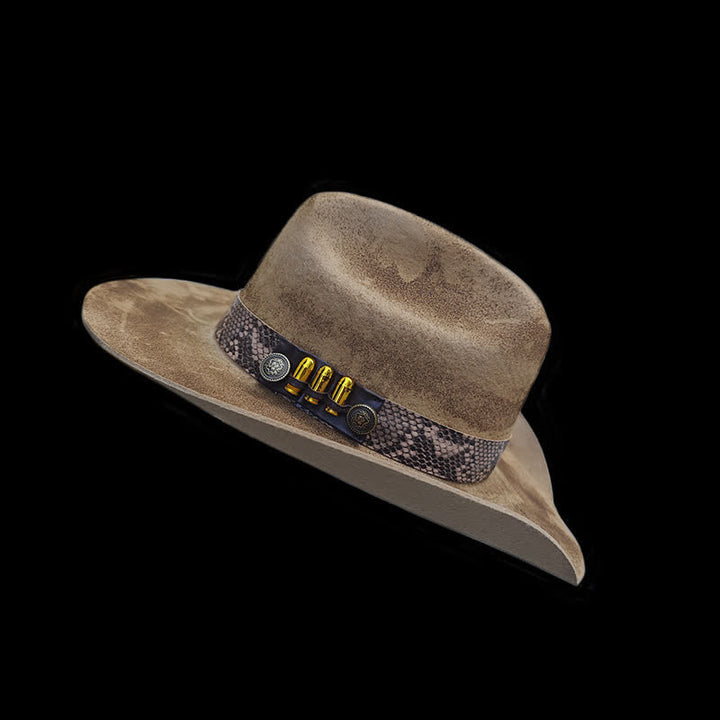Bullet Decors Snake Skin Pattern Ribbon Cowboy Hat - image 2