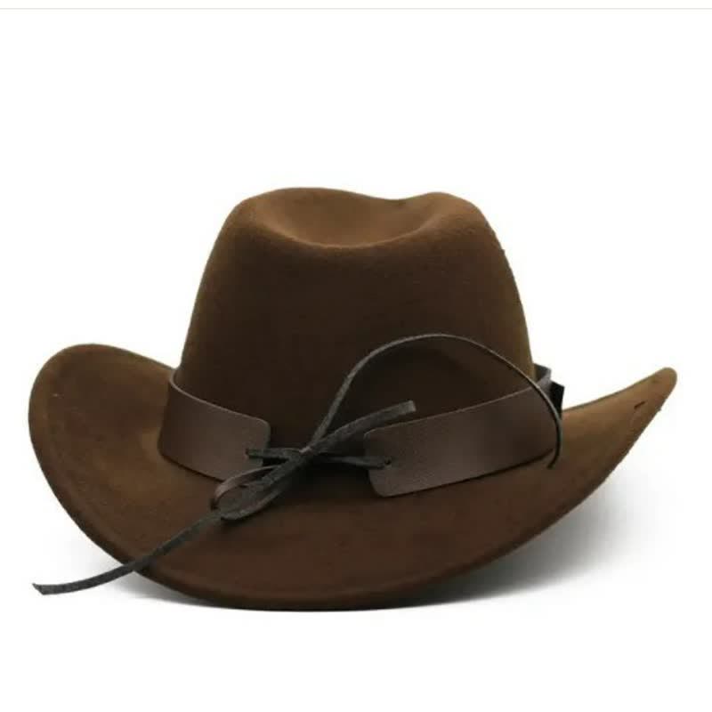 Western Wild Bull Ox Head Strap Felt Cowboy Hat - image 3