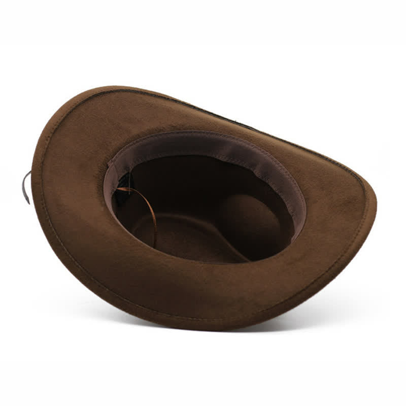 Western Wild Bull Ox Head Strap Felt Cowboy Hat - image 1