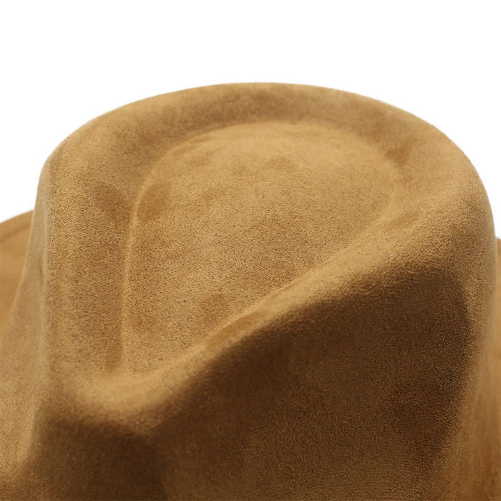 Ethnic Style Rope Decor Curved Brim Felt Cowboy Hat - image 8