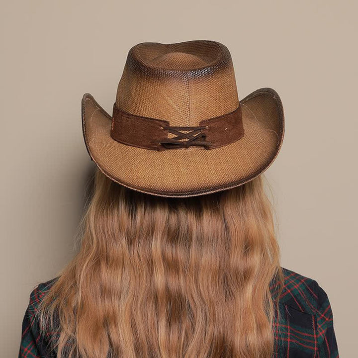 Pink Flower Western Party Cowgirl Cowboy Straw Hat - image 2