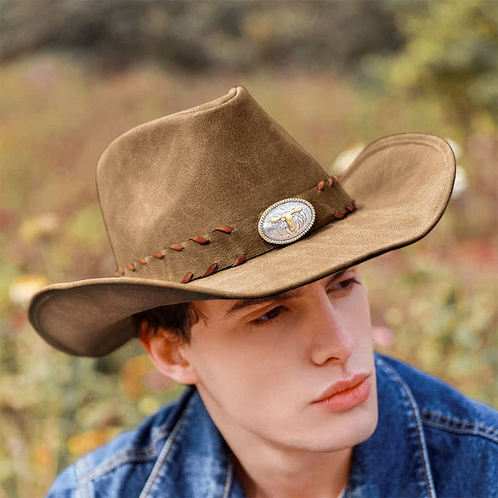 Dark Khaki Outdoor Wide Brim Western Cowboy Hat - image 2