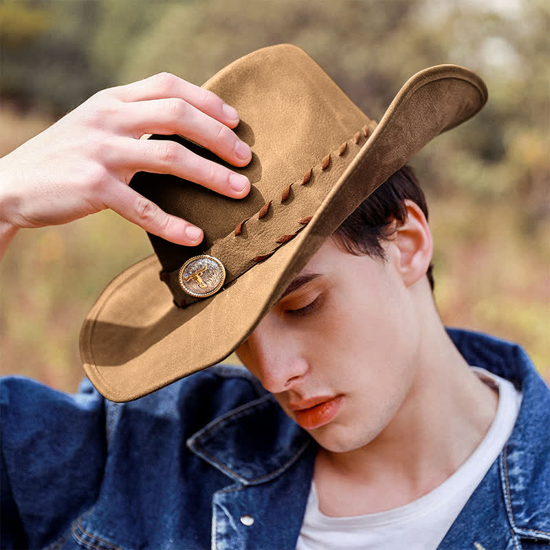 Dark Khaki Outdoor Wide Brim Western Cowboy Hat - image 1