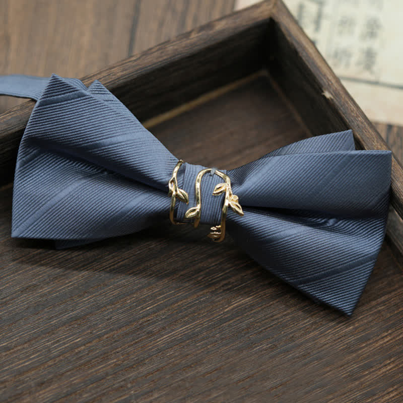 Men's Gold Metal Branch Shaped Twilled Bow Tie - Gray - image 6