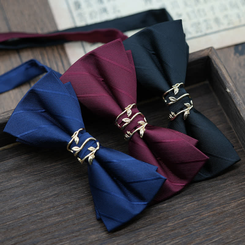 Men's Gold Metal Branch Shaped Twilled Bow Tie - image 4