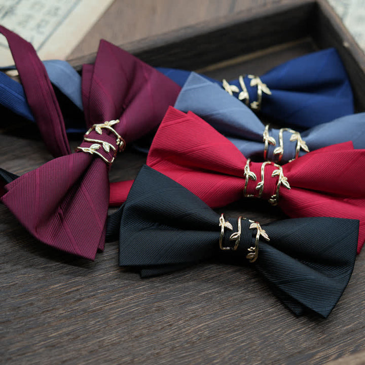 Men's Gold Metal Branch Shaped Twilled Bow Tie - image 3