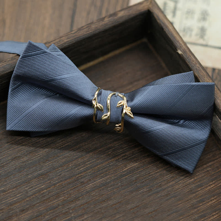 Men's Gold Metal Branch Shaped Twilled Bow Tie - Gray - image 6