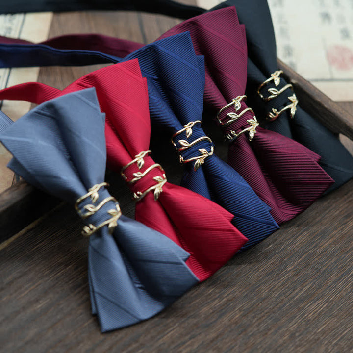 Men's Gold Metal Branch Shaped Twilled Bow Tie - image 0