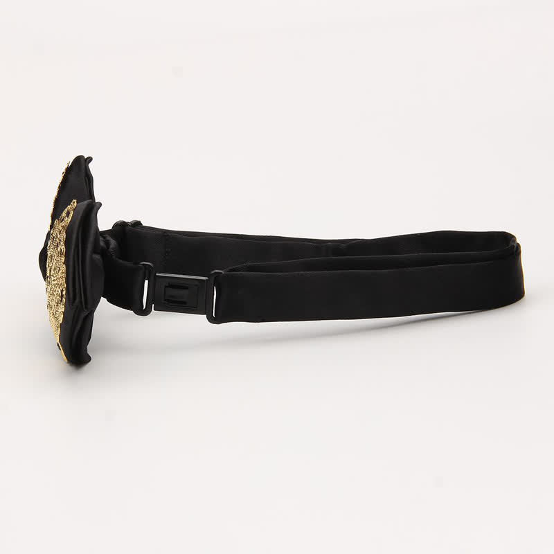 Men's Palace Pattern Gold Metal Pointed Bow Tie - image 4