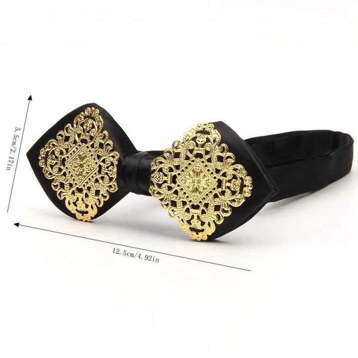 Men's Palace Pattern Gold Metal Pointed Bow Tie - image 3