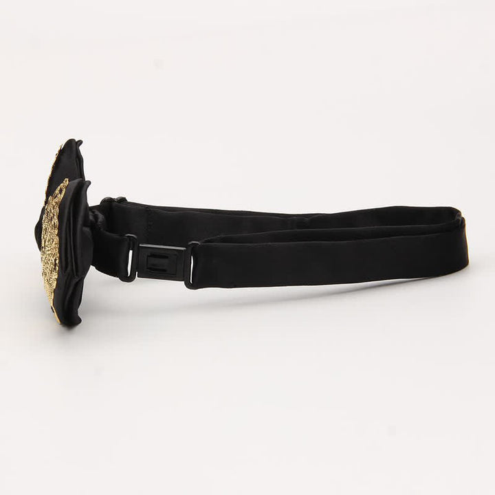 Men's Palace Pattern Gold Metal Pointed Bow Tie - image 4