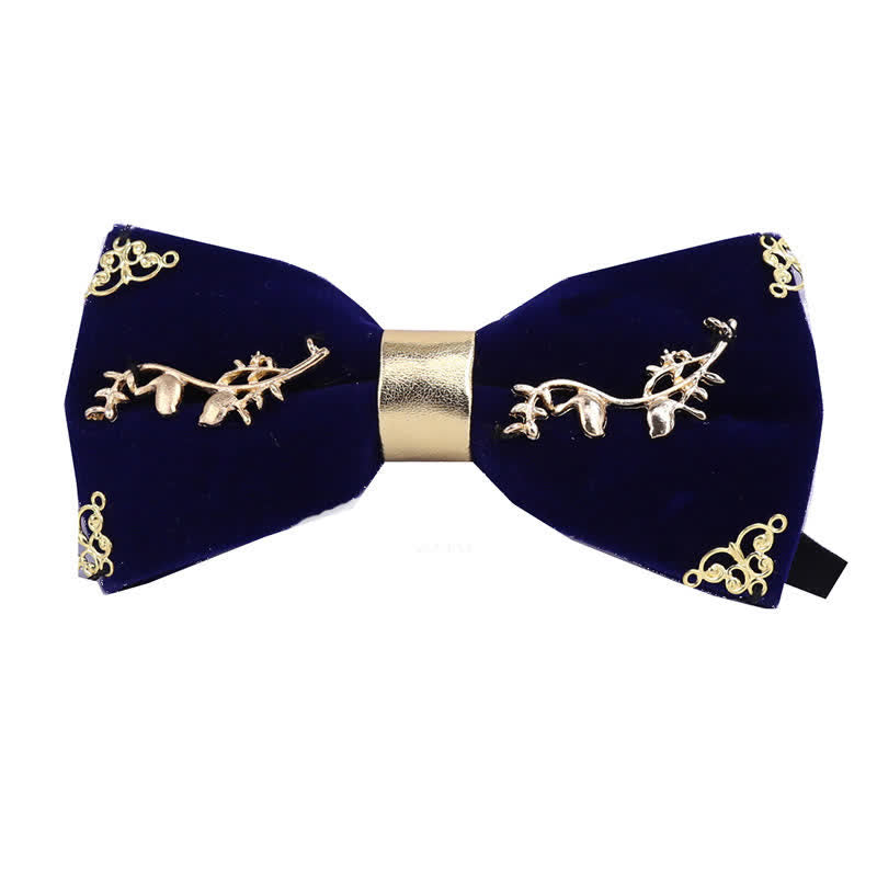 Men's Gold Applique Metal Leaf Decoration Bow Tie - Style #2 - image 3