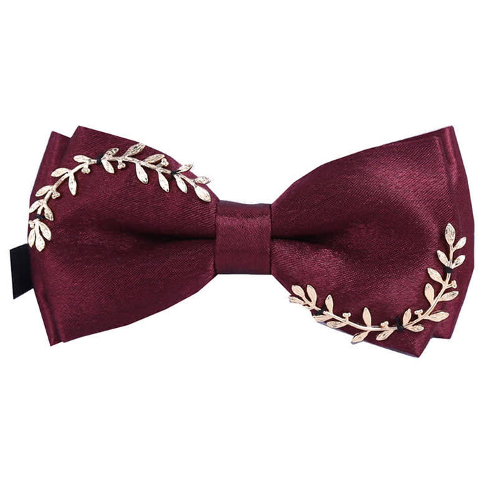 Men's Gold Applique Metal Leaf Decoration Bow Tie - Style #3 - image 4