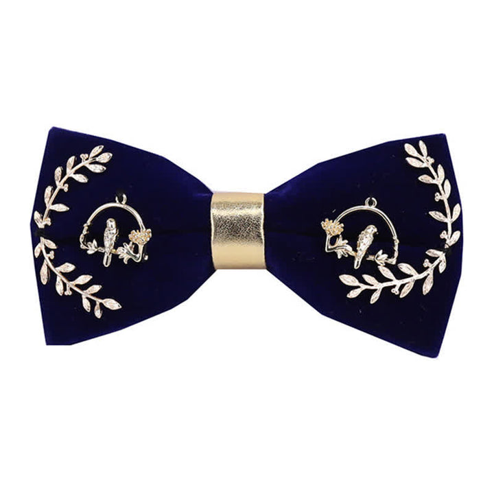 Men's Gold Applique Metal Leaf Decoration Bow Tie - Style #1 - image 0