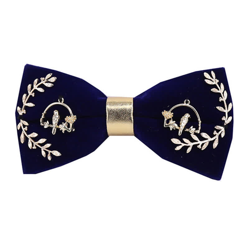 Men's Gold Applique Metal Leaf Decoration Bow Tie - Style #1 - image 0