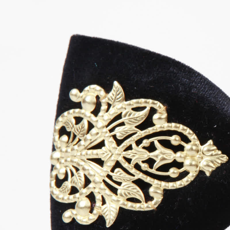 Men's Black Velvet Gold Embellished Bow Tie - image 3