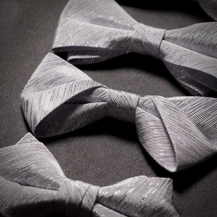 Men's Sparkle Silver Gray Series Twilled Bow Tie - image 4