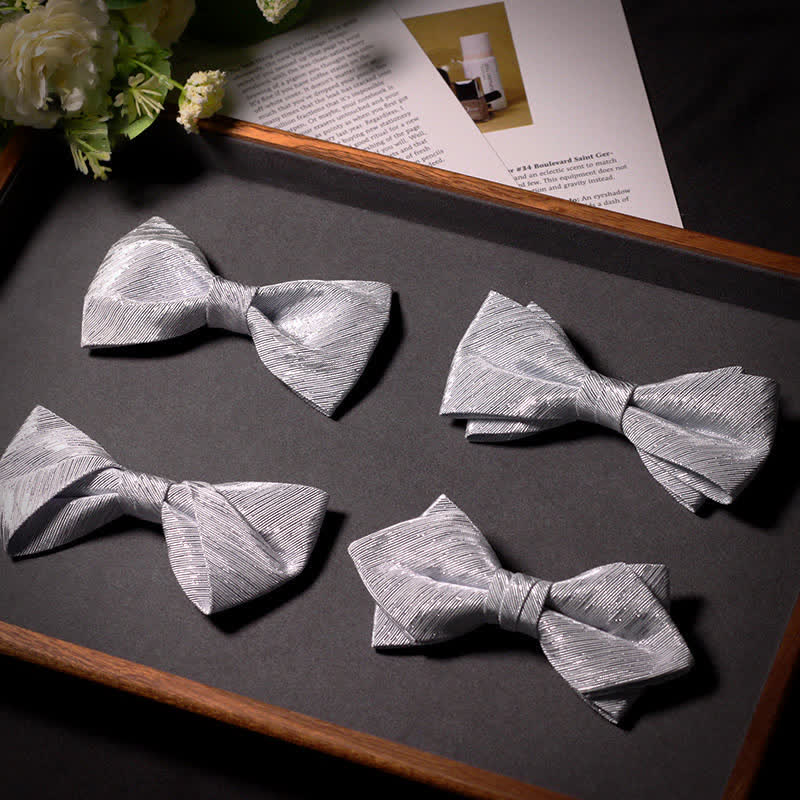 Men's Sparkle Silver Gray Series Twilled Bow Tie - image 3