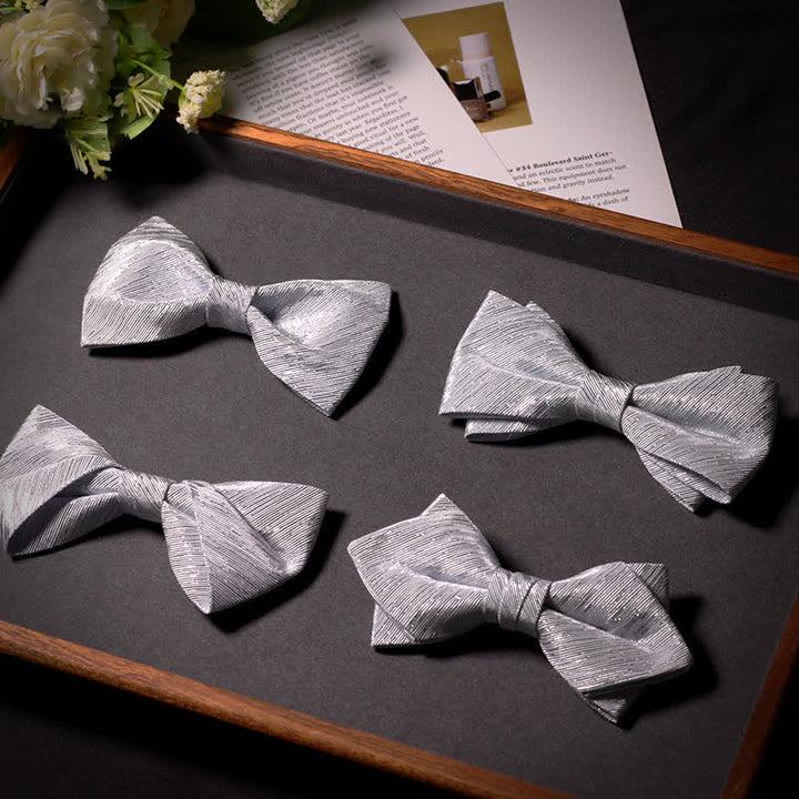 Men's Sparkle Silver Gray Series Twilled Bow Tie - image 3