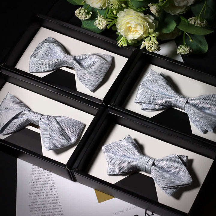 Men's Sparkle Silver Gray Series Twilled Bow Tie - image 2