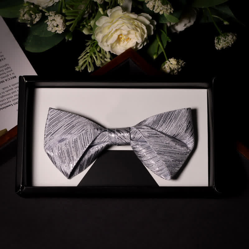 Men's Sparkle Silver Gray Series Twilled Bow Tie - Style #2 - image 5