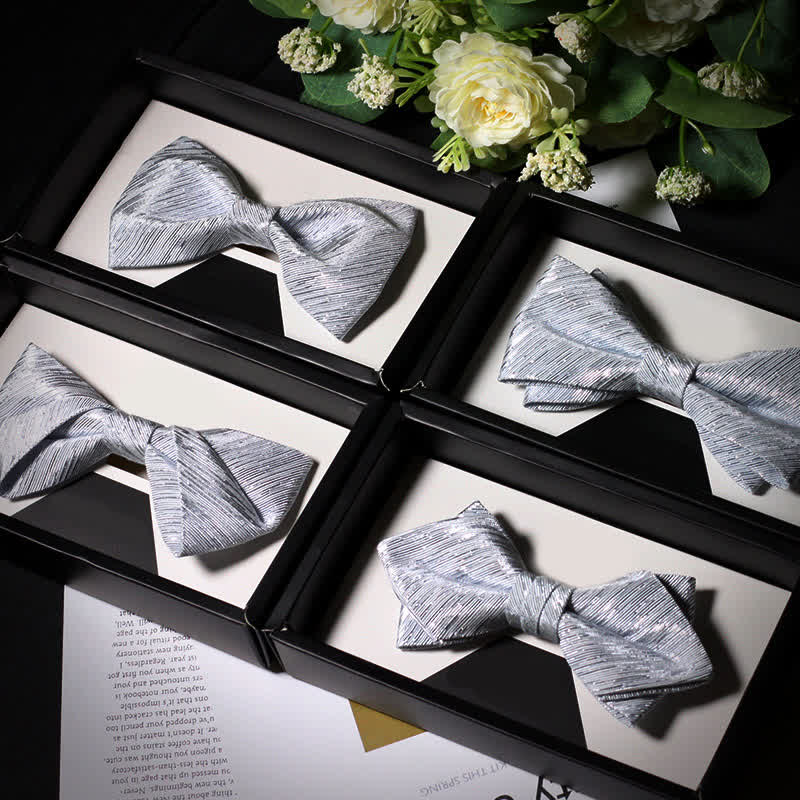 Men's Sparkle Silver Gray Series Twilled Bow Tie - image 2