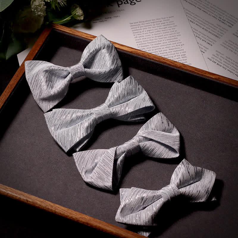 Men's Sparkle Silver Gray Series Twilled Bow Tie - image 0