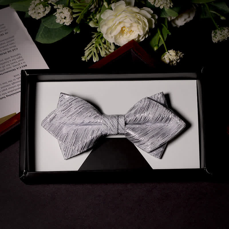 Men's Sparkle Silver Gray Series Twilled Bow Tie - Style #3 - image 6