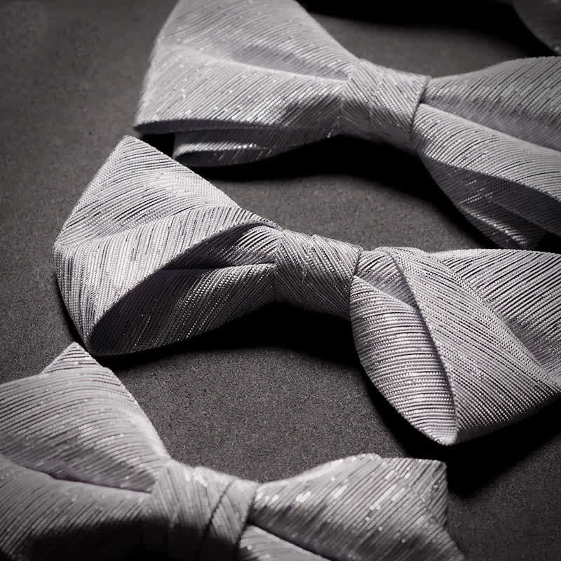 Men's Sparkle Silver Gray Series Twilled Bow Tie - image 4