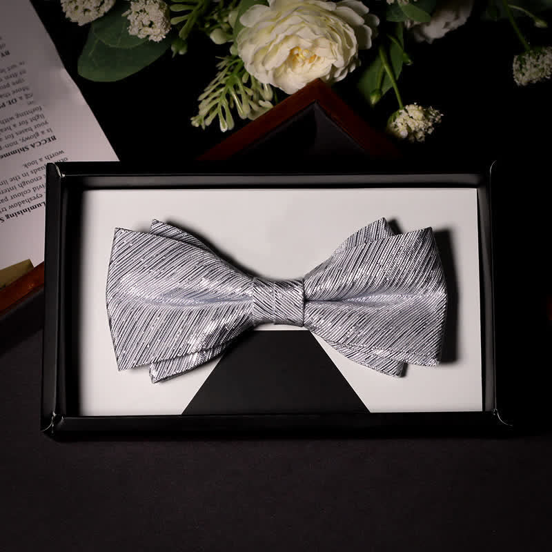 Men's Sparkle Silver Gray Series Twilled Bow Tie - Style #4 - image 7