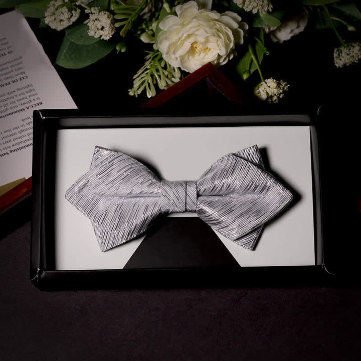 Men's Sparkle Silver Gray Series Twilled Bow Tie - Style #3 - image 6