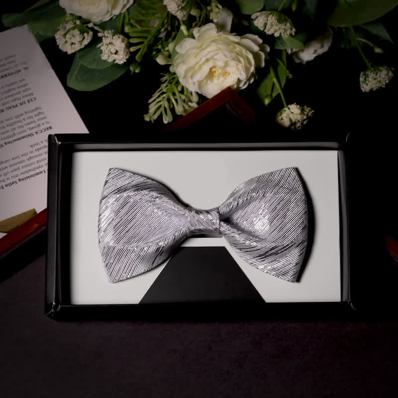 Men's Sparkle Silver Gray Series Twilled Bow Tie - Style #1 - image 1