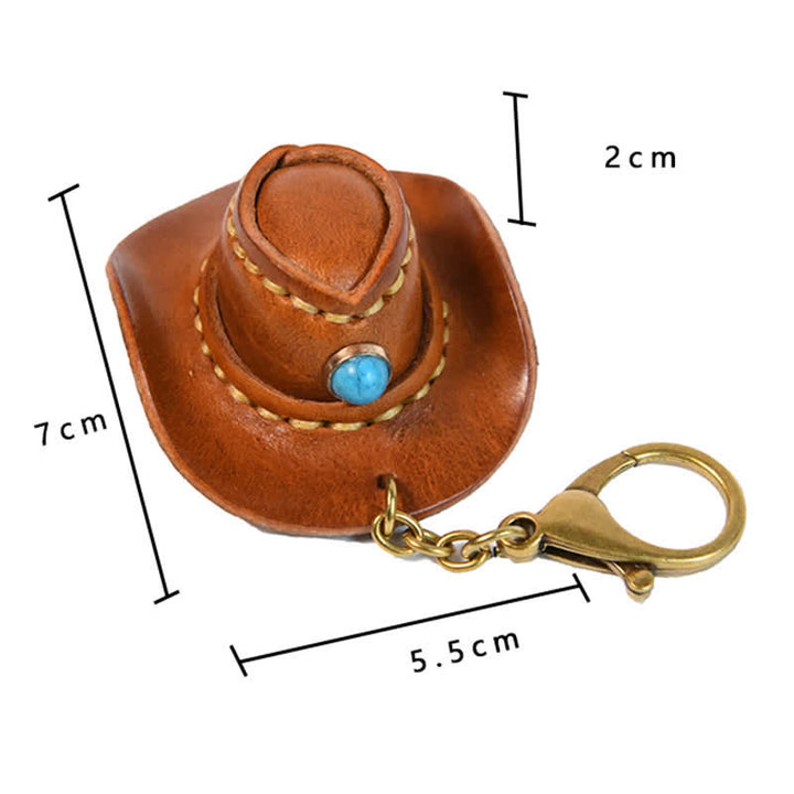 MIni Cowboy Leather Hat Handmade Keychain - image 7