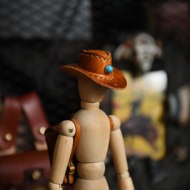 MIni Cowboy Leather Hat Handmade Keychain - image 9