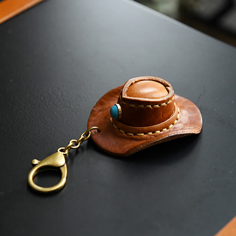 MIni Cowboy Leather Hat Handmade Keychain - image 4