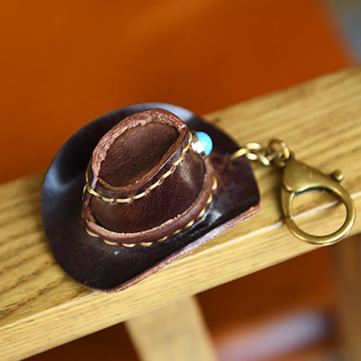 MIni Cowboy Leather Hat Handmade Keychain - image 12