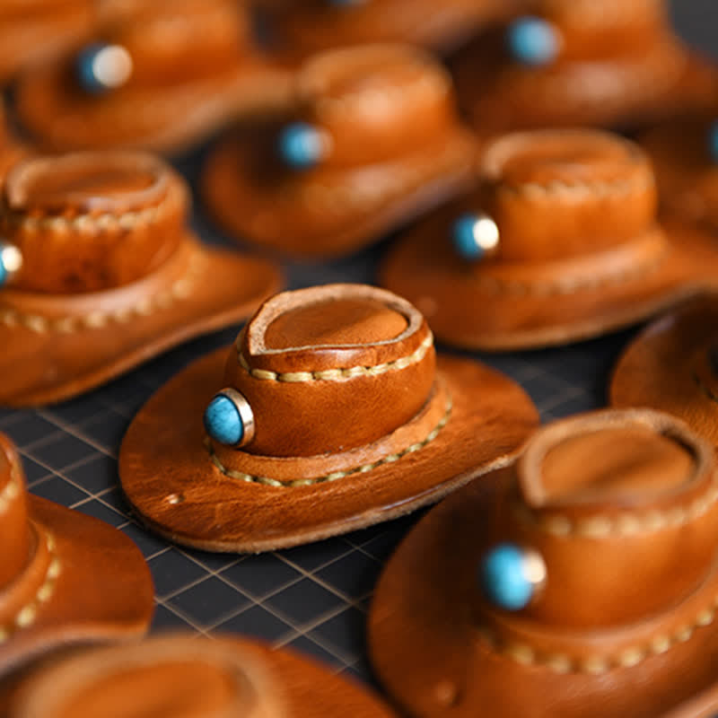 MIni Cowboy Leather Hat Handmade Keychain - image 8