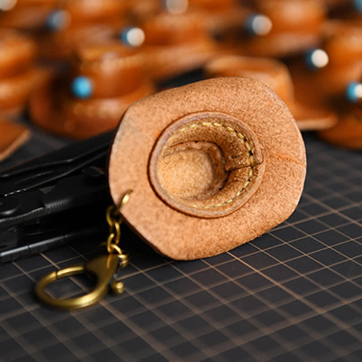 MIni Cowboy Leather Hat Handmade Keychain - image 6