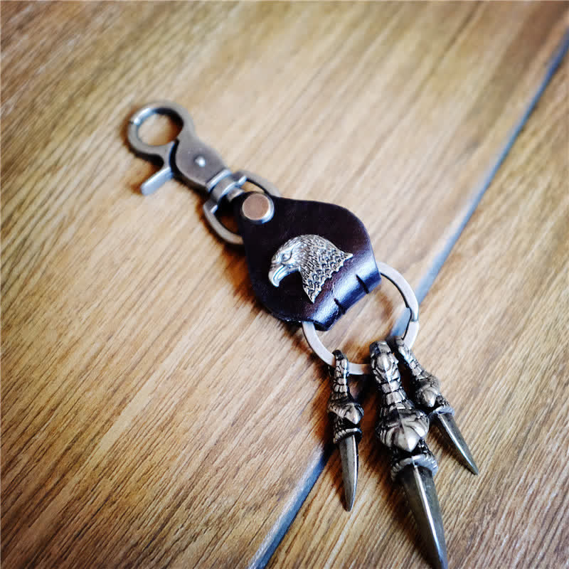Eagle Claw Gothic Pendant Leather Keychain - image 2