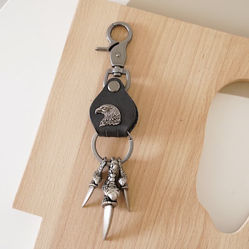 Eagle Claw Gothic Pendant Leather Keychain - Black - image 1