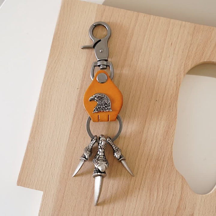 Eagle Claw Gothic Pendant Leather Keychain - Yellow - image 3