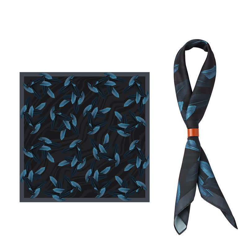 DarkSlateGray & Blue Strelitzia Reginae Floral Square Scarf - DarkSlateGray & Blue - image 0