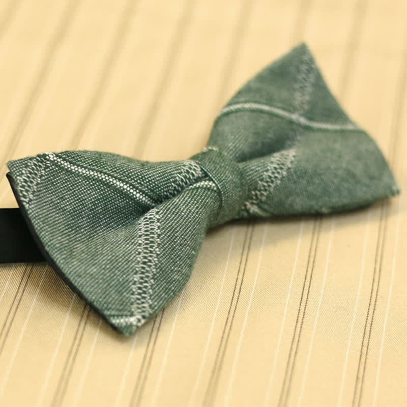 Men's MediumSeaGreen British Style Plaid Cotton Bow Tie - image 1