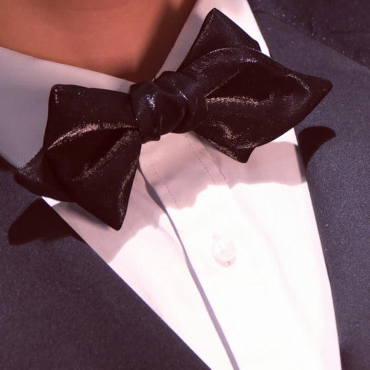 Men's Black Glossy Playful Beard Shape Bow Tie - image 4