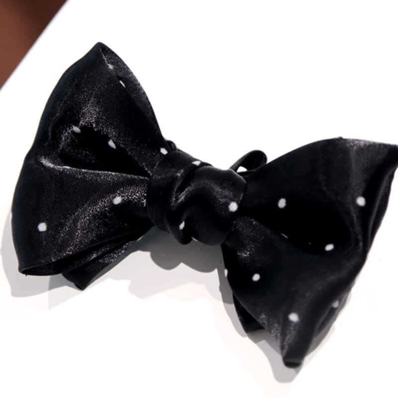 Men's Romantic Black & White Polka Dots Bow Tie - image 3