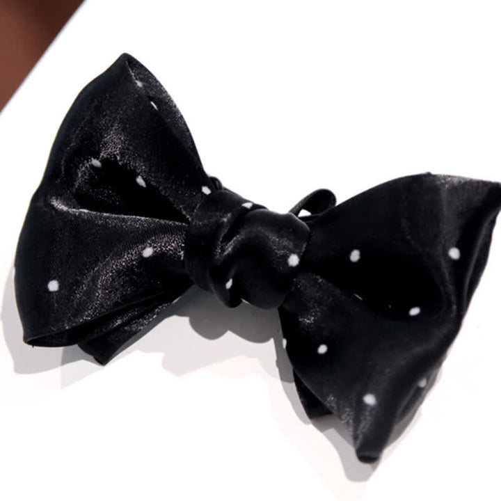 Men's Romantic Black & White Polka Dots Bow Tie - image 3